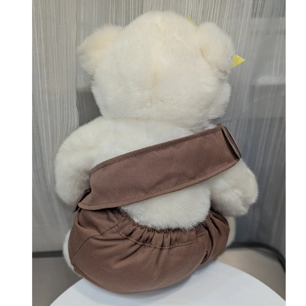 Build-A-Bear Workshop White Plush Teddy Bear Brown Scout Uniform Patches Bow